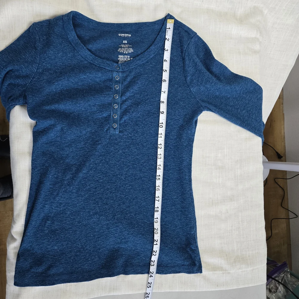 Sonoma Life & Style Women's Long Sleeve 3/4 Ribbed Tee in Blue Size XS - Picture 6 of 9